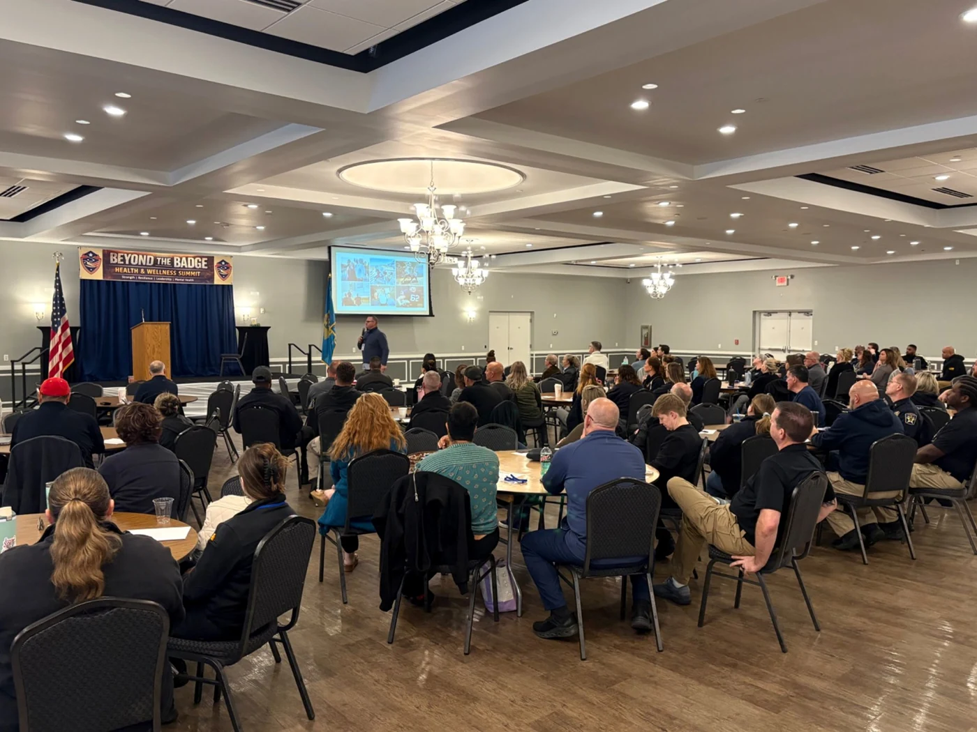 Attendees listening to a presenter at the 2026 Beyond the Badge Health and Wellness Summit