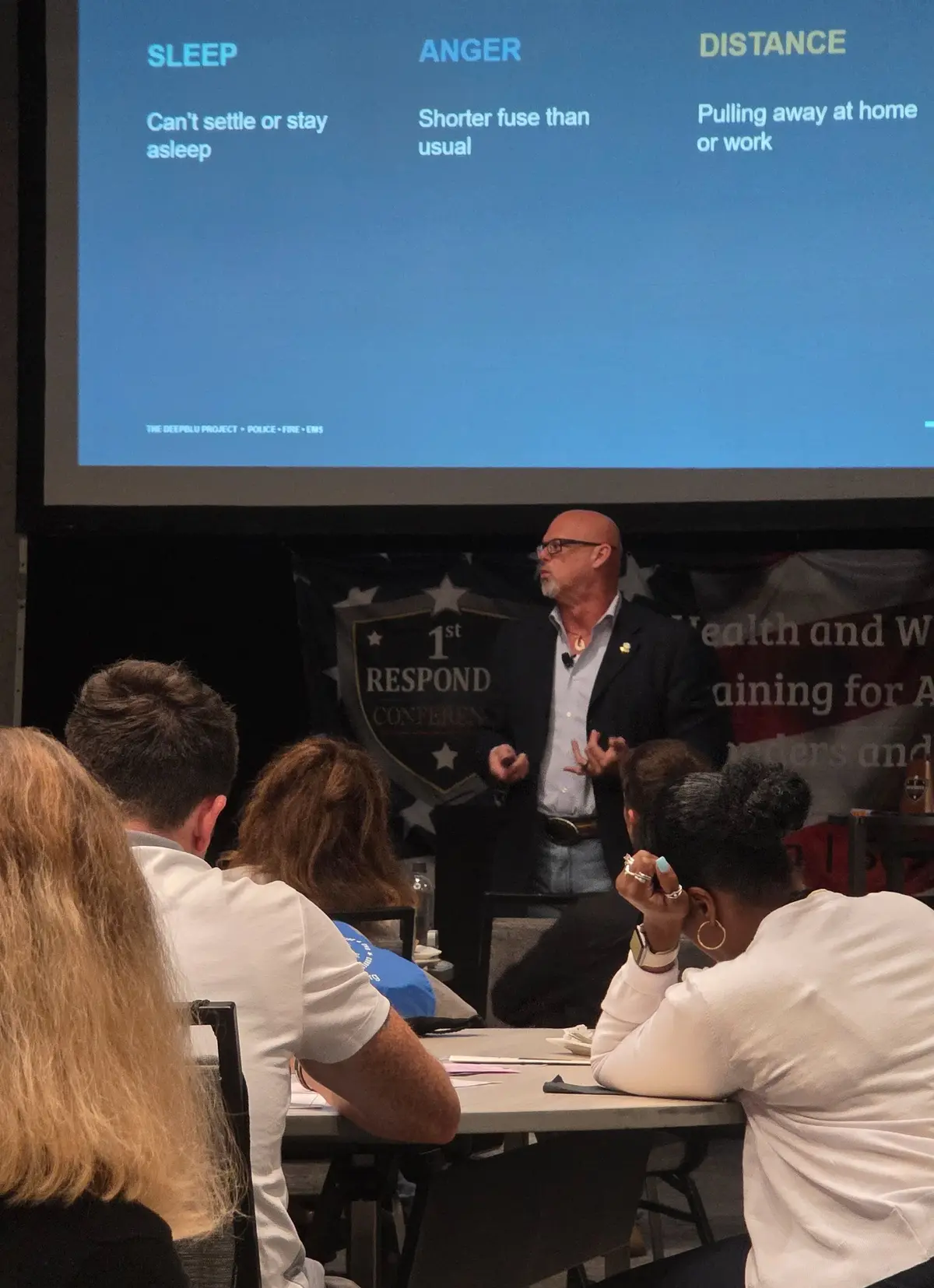 Christopher Workman speaking to a public-safety audience